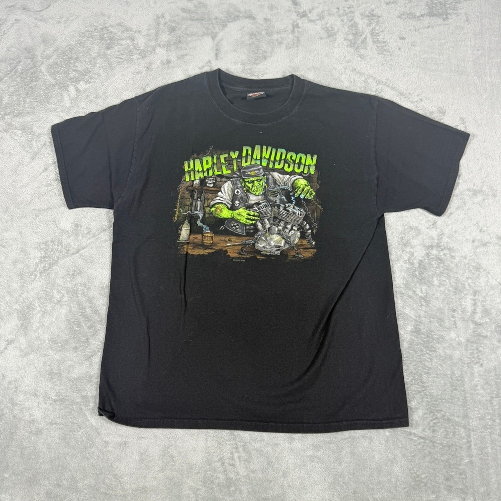 Harley Davidson Shirt Mens Large Frankenstein Mad Scientist Halloween Motorcycle